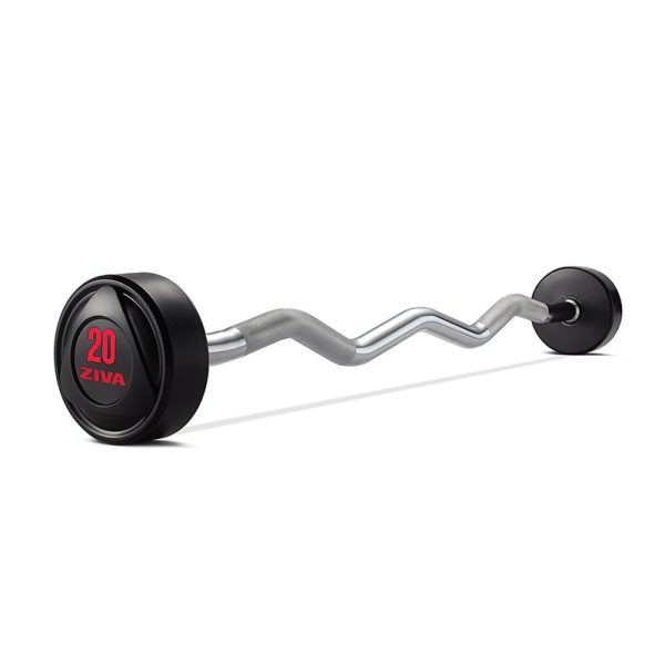 SL Solid Steel Virgin Rubber EZ Curl Barbell