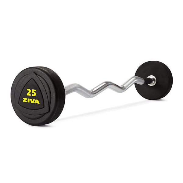 ZVO Solid Steel Rubber EZ Curl Barbells
