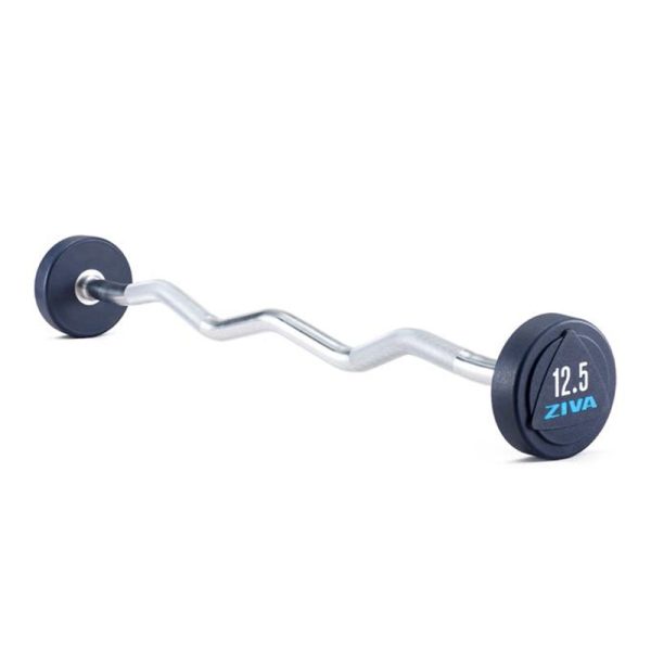 ZVO SOLID STEEL URETHANE EZ CURL BARBELL PLUS
